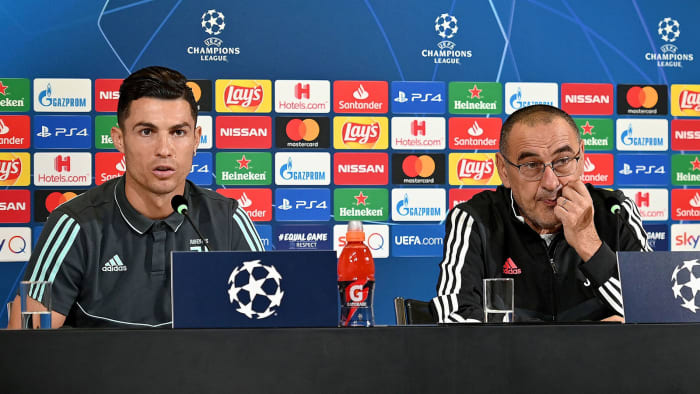 Juventus's Cristiano Ronaldo and Maurizio Sarri